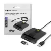 Qoltec 50634 SCR-0634 lettore intelligente di smart card ID con chip, USB 2.0 + adattatore USB-C, nero