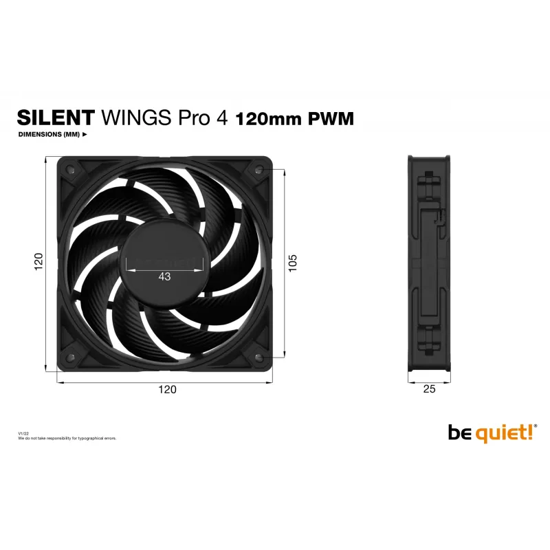 be quiet! SILENT WINGS PRO 4 | ventola per case PWM 120mm 12 cm nero 1 pezzo