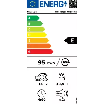 Lavastoviglie da incasso Electrolux EES848200L — 14 coperti, 46 dB, AirDry, 8 programmi, completamente integrabile 60 cm