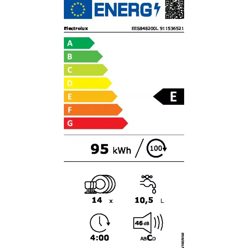 Lavastoviglie da incasso Electrolux EES848200L — 14 coperti, 46 dB, AirDry, 8 programmi, completamente integrabile 60 cm