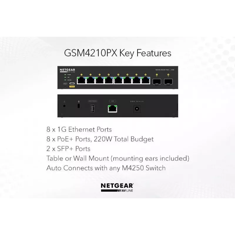 Switch managed NETGEAR GSM4210PD-100EUS 8x1G PoE+ 110W 1xSFP