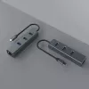 Hub USB-C SAVIO AK-57 con 3× USB-A, RJ-45 Gigabit Ethernet (5000 Mbit/s), alluminio grigio