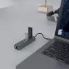 Hub USB-C SAVIO AK-57 con 3× USB-A, RJ-45 Gigabit Ethernet (5000 Mbit/s), alluminio grigio