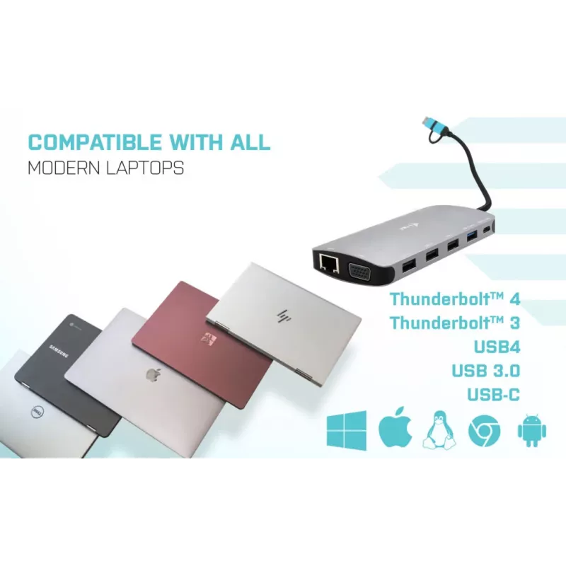 Dock i-tec USB 3.0 USB-C/Thunderbolt 3x Display Metal Nano con LAN + Power Delivery 100 W