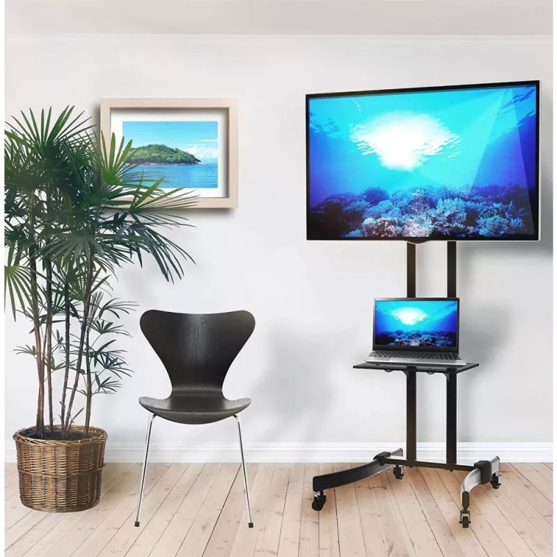 Techly ICA-TR23 supporto TV mobile con ruote, 32-70 pollici, 40 kg, con ripiano