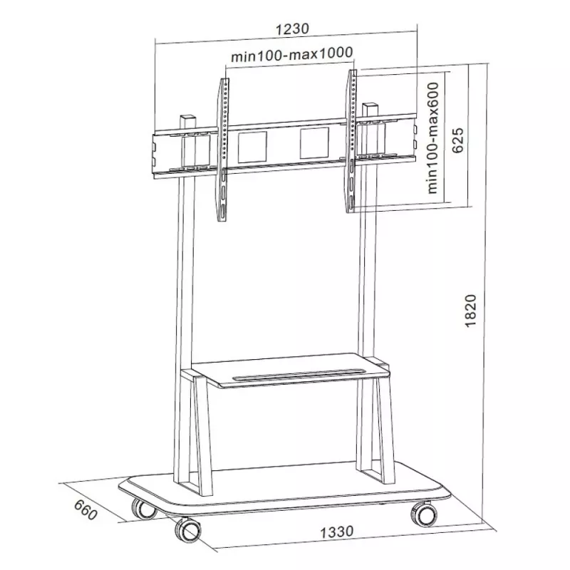 Supporto da terra portatile TECHLY Signage Display Mount ICA-TR31 per schermi 55–120