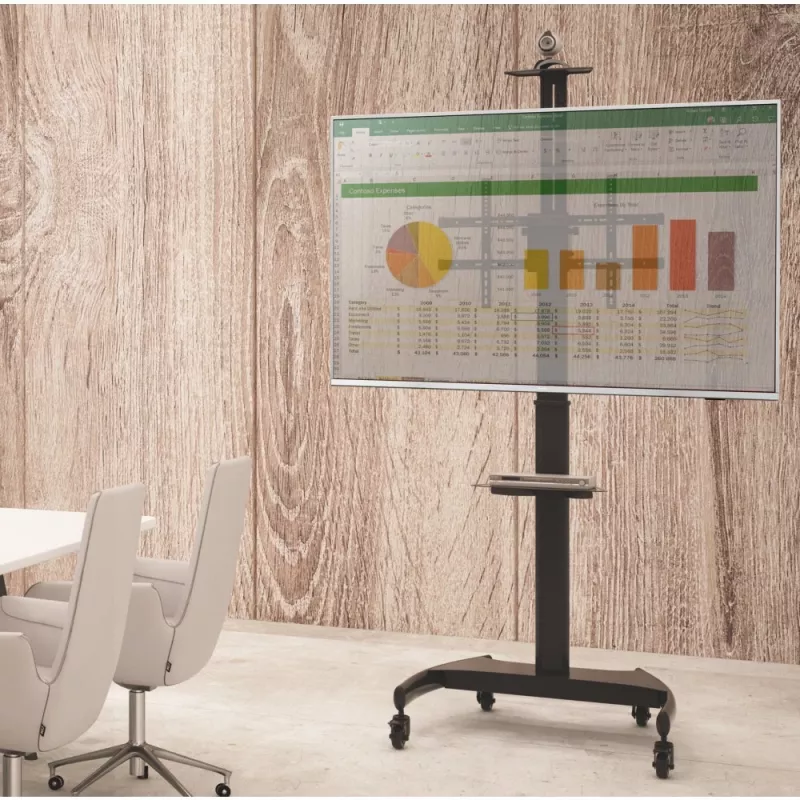 Carrello supporto da terra in acciaio Techly con sostegno regolabile in altezza per TV da 60'' a 100''