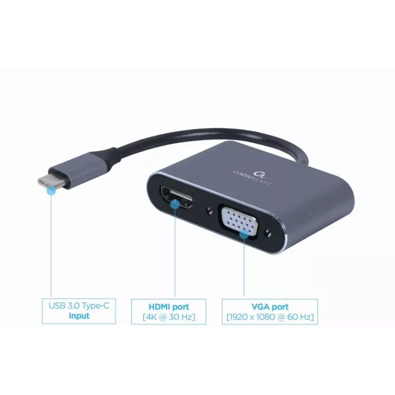 Gembird adattatore video da USB 3.0 Type-A a HDMI + VGA, grigio siderale
