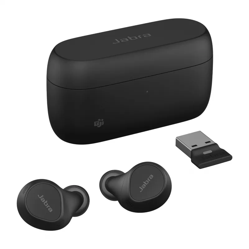 Jabra Evolve2 Buds - USB-A MS Wireless Charging Pad, True Wireless Stereo (TWS), chiamate/musica, 5.4 g, headset, nero
