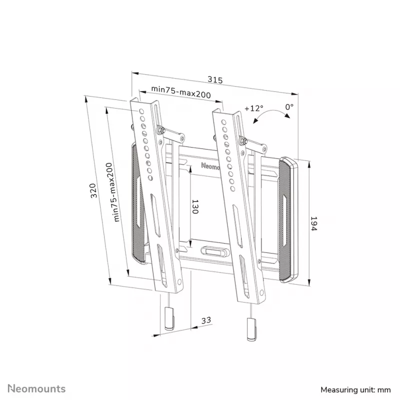 Supporto da parete per TV Neomounts WL35-550BL12 max 40kg 24-55in nero