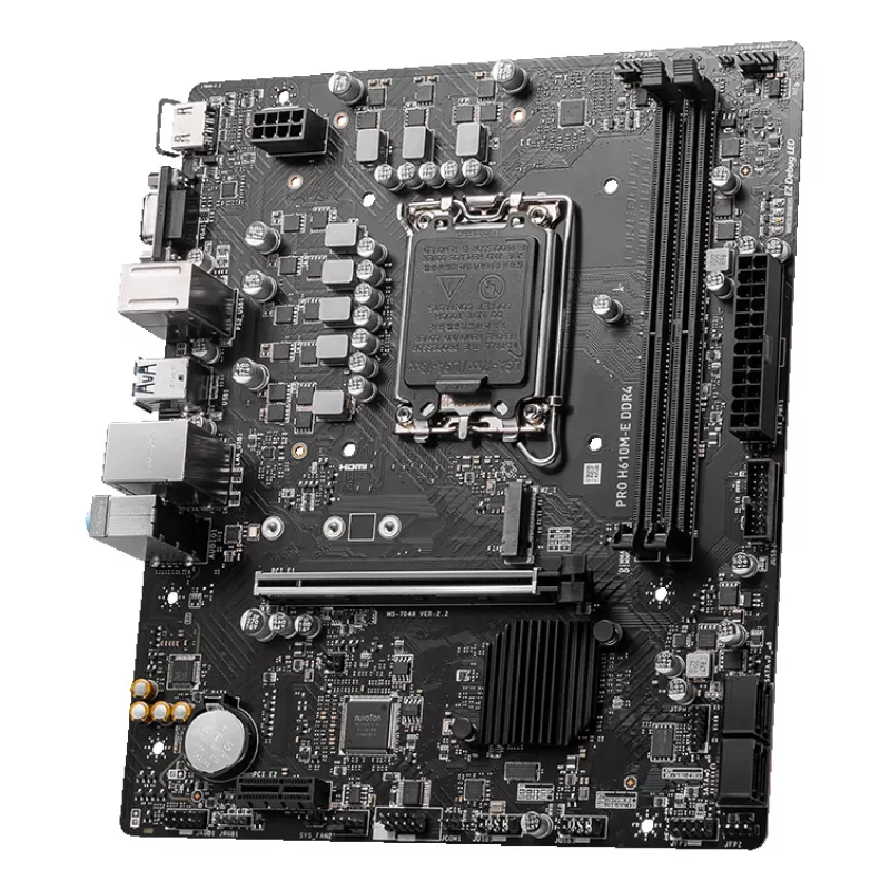 MSI PRO H610M-E DDR4 scheda madre, LGA1700, micro ATX, Intel H610, 2x DDR4 DIMM, max 64GB, M.2, 4x SATA III, HDMI, USB 3.2 Gen 1, Gigabit LAN