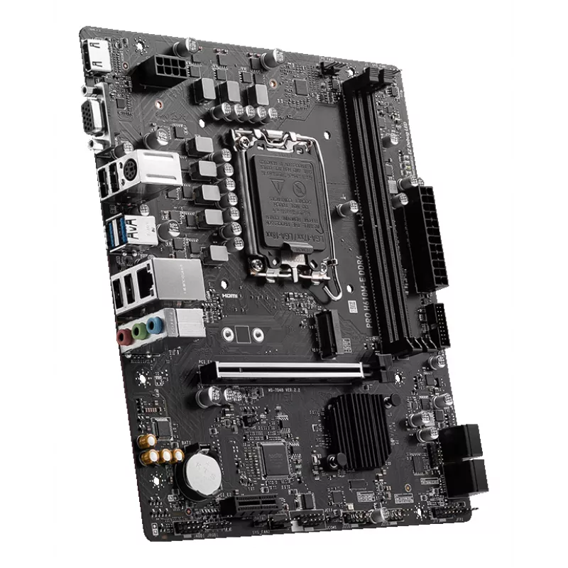 MSI PRO H610M-E DDR4 scheda madre, LGA1700, micro ATX, Intel H610, 2x DDR4 DIMM, max 64GB, M.2, 4x SATA III, HDMI, USB 3.2 Gen 1, Gigabit LAN