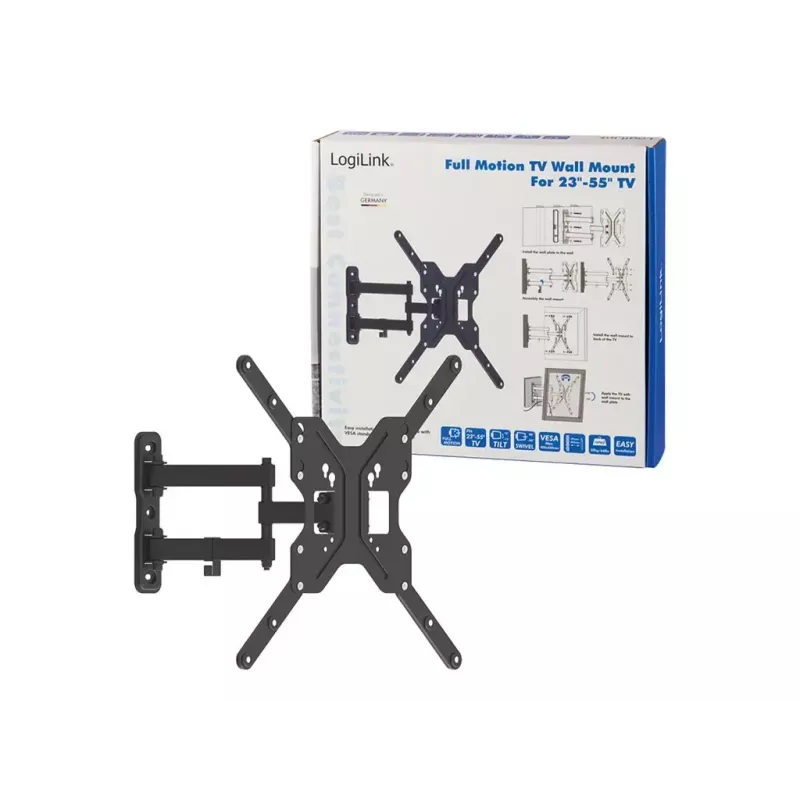 LogiLink BP0016 Supporto TV da parete, 23-55 pollici, inclinabile/orientabile, max 30 kg