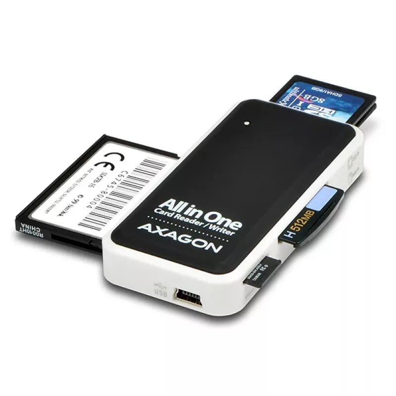 Axagon CRE-X1 lettore di schede esterno 5 slot, CF, CF Type II, MMC, MMC Mobile, MMCmicro, MS Duo, MS PRO, Memory Stick (MS), MicroDrive, MicroSD...,