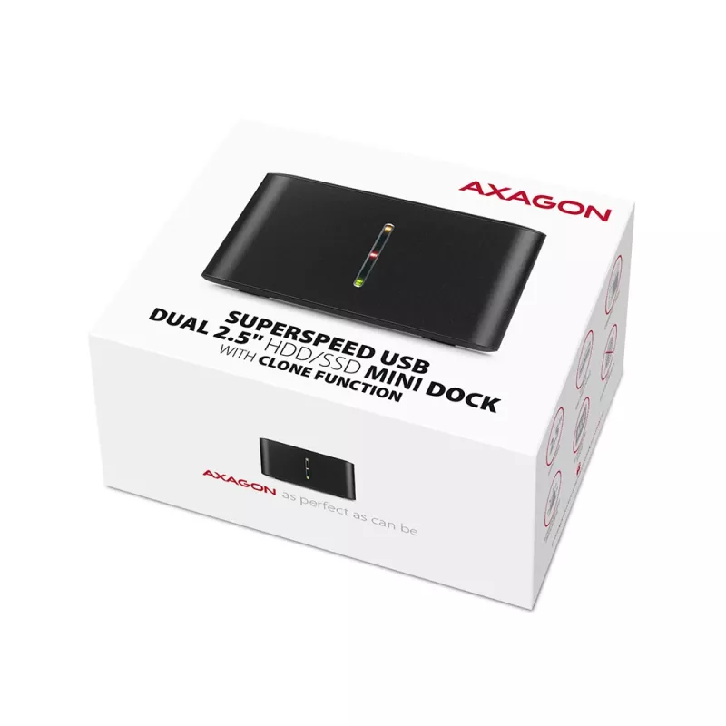 Axagon ADSA-D25 docking station mini SuperSpeed USB DUAL per SSD/HDD 2.5 pollici
