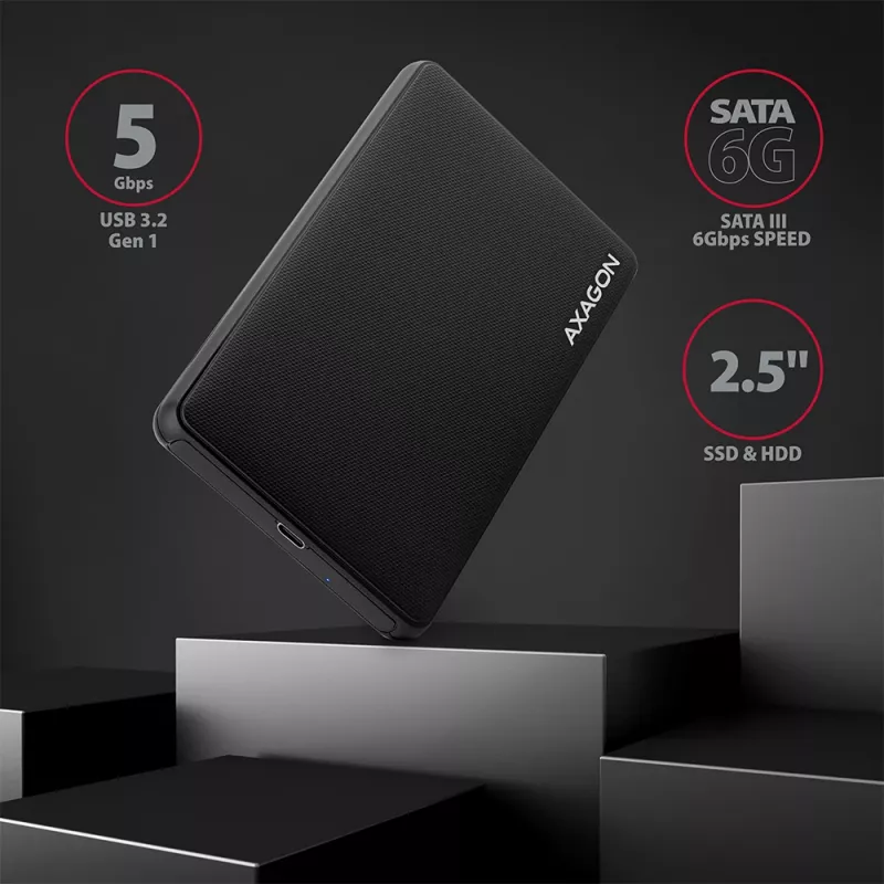Axagon EE25-SLC case esterno senza viti USB-C 3.2 Gen 1 - SATA 6G per SSD/HDD 2,5 pollici