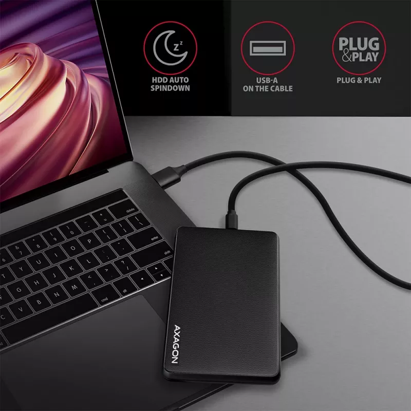 Axagon EE25-SLC case esterno senza viti USB-C 3.2 Gen 1 - SATA 6G per SSD/HDD 2,5 pollici