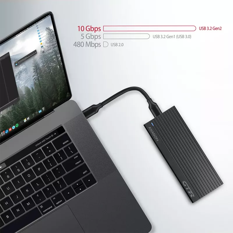 Axagon EEM2-GTR case esterno in metallo USB-C 3.2 Gen 2 per SSD M.2 NVMe