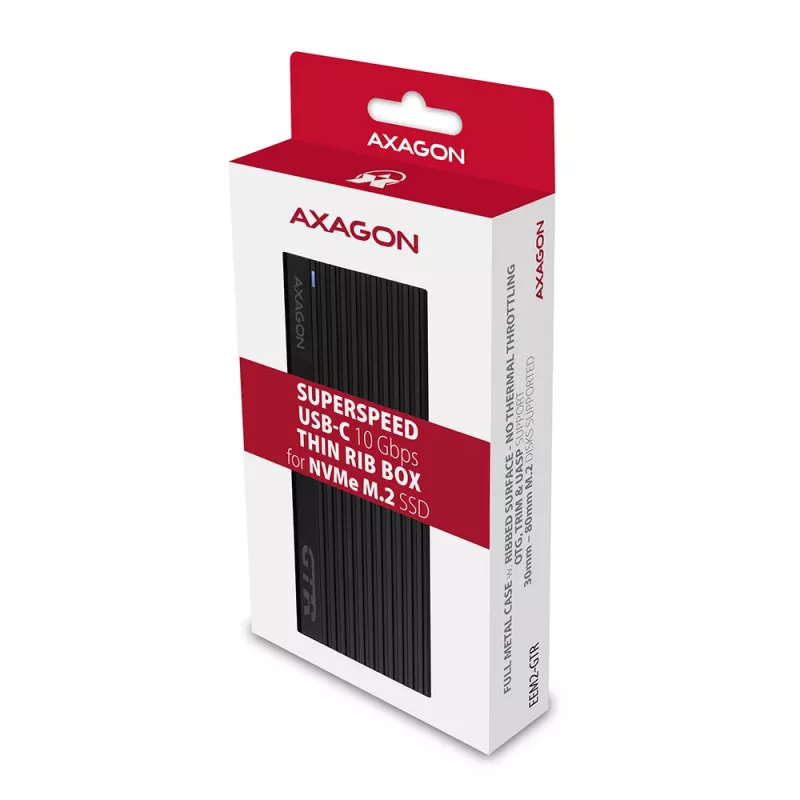 Axagon EEM2-GTR case esterno in metallo USB-C 3.2 Gen 2 per SSD M.2 NVMe