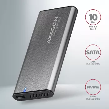 Axagon EEM2-SG2 box RAW SuperSpeed+ USB-C - SSD M.2 NVMe & SATA