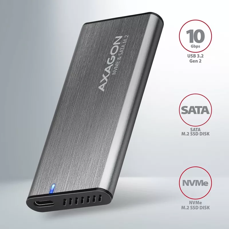 Axagon EEM2-SG2 box RAW SuperSpeed+ USB-C - SSD M.2 NVMe & SATA