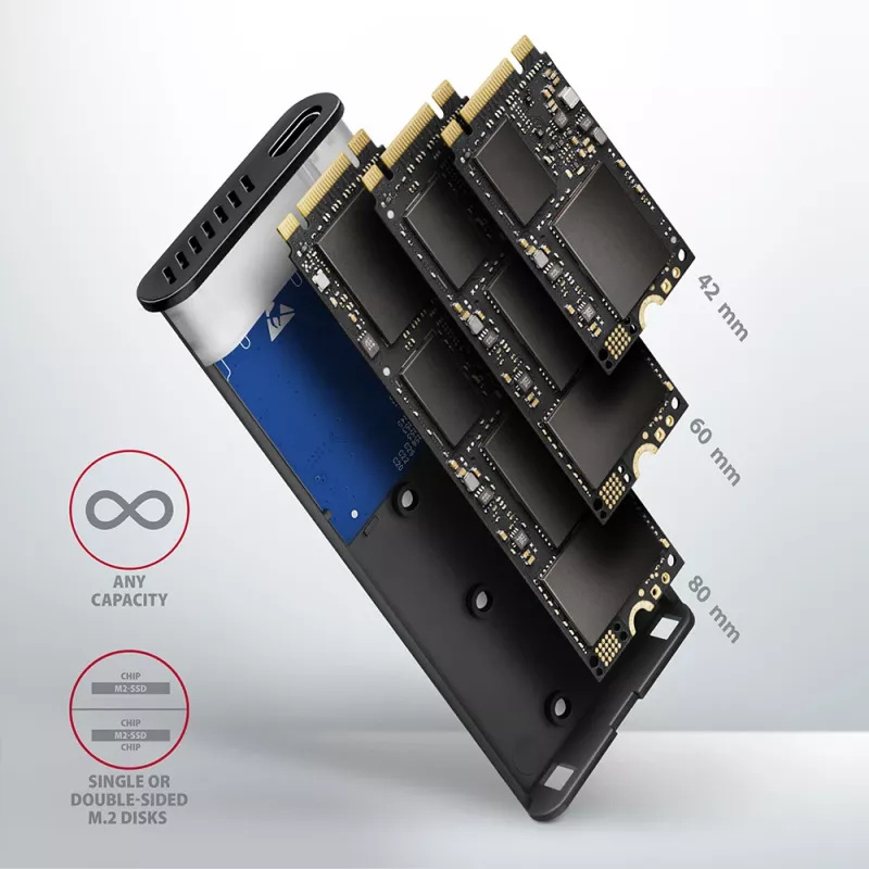 Axagon EEM2-SG2 box RAW SuperSpeed+ USB-C - SSD M.2 NVMe & SATA