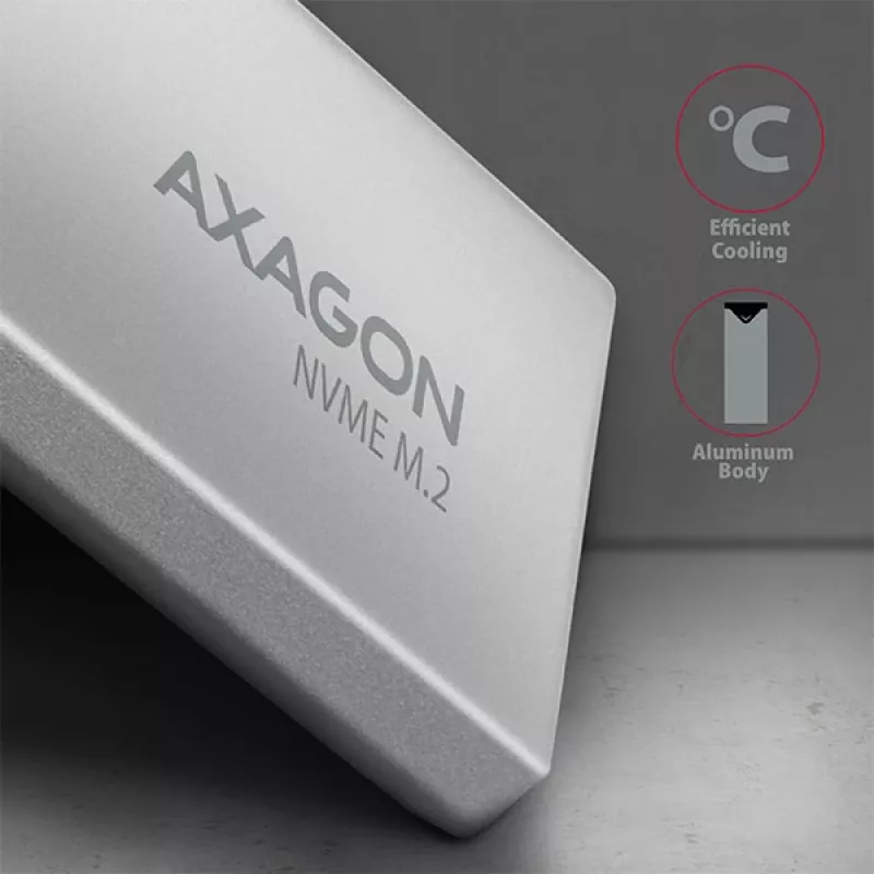Axagon EEM2-UG2 case esterno in metallo USB-C 10Gbps per SSD M.2 NVMe. Argento