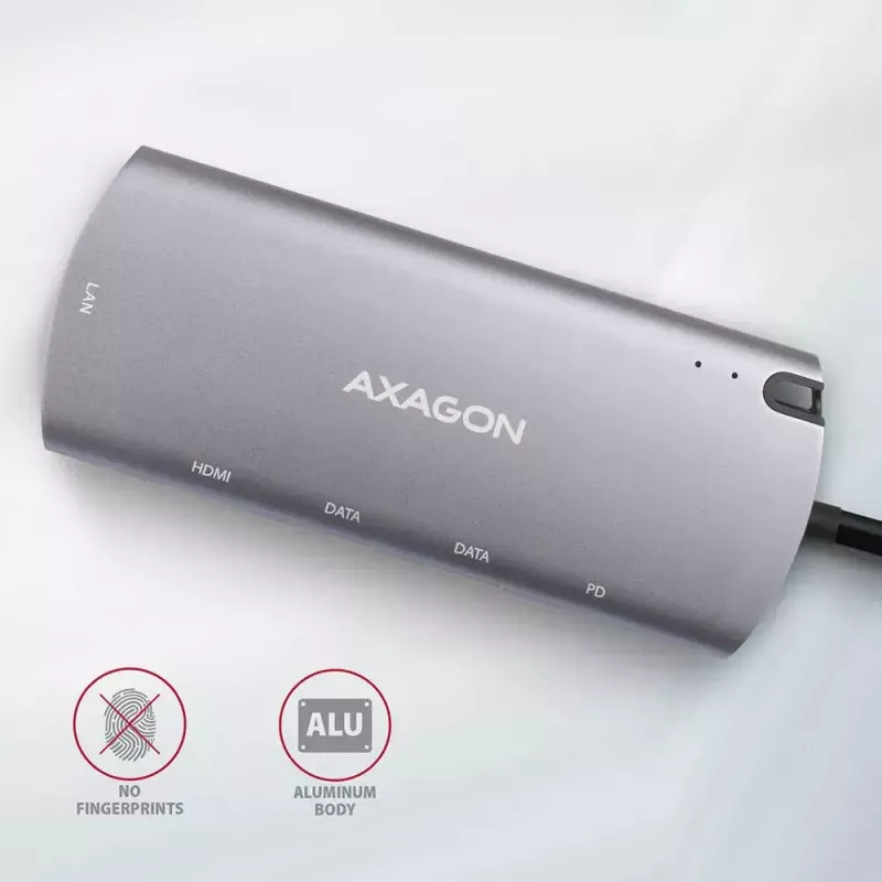 Axagon HMC-6M2 hub USB 3.2 Gen 1, 2x USB-A, HDMI, RJ-45, SATA M.2, PD 100W, cavo USB-C