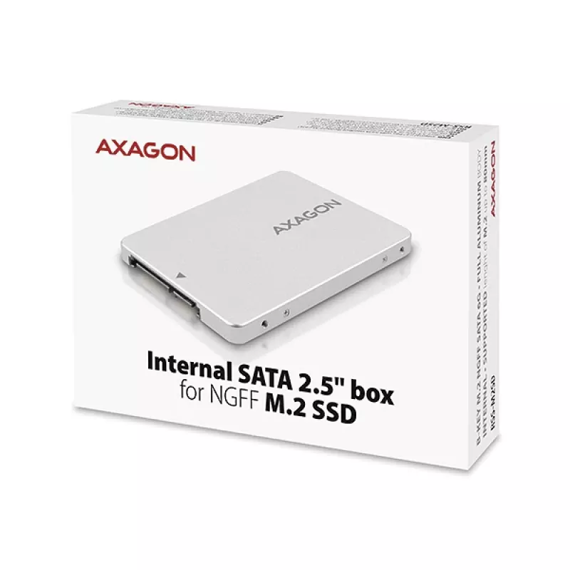 Axagon RSS-M2SD box interna in ALU 2,5 pollici SATA - SSD M.2 SATA, argento