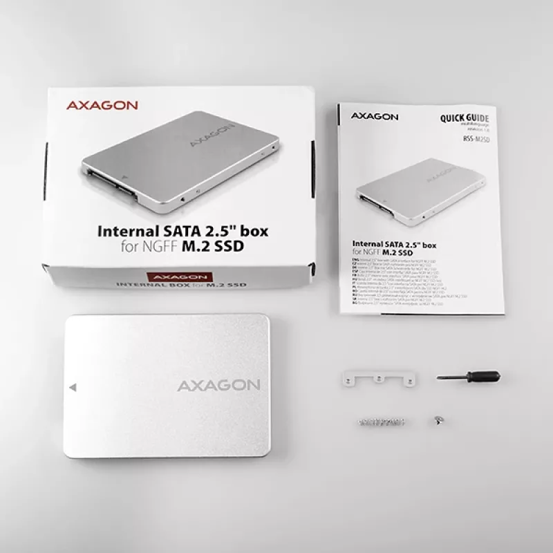 Axagon RSS-M2SD box interna in ALU 2,5 pollici SATA - SSD M.2 SATA, argento
