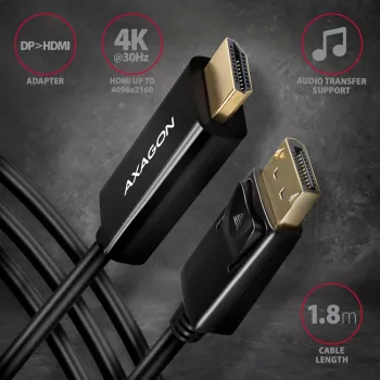 Axagon RVD-HI14C2 cavo DisplayPort -> HDMI 1.4 1,8m, 4K/30Hz
