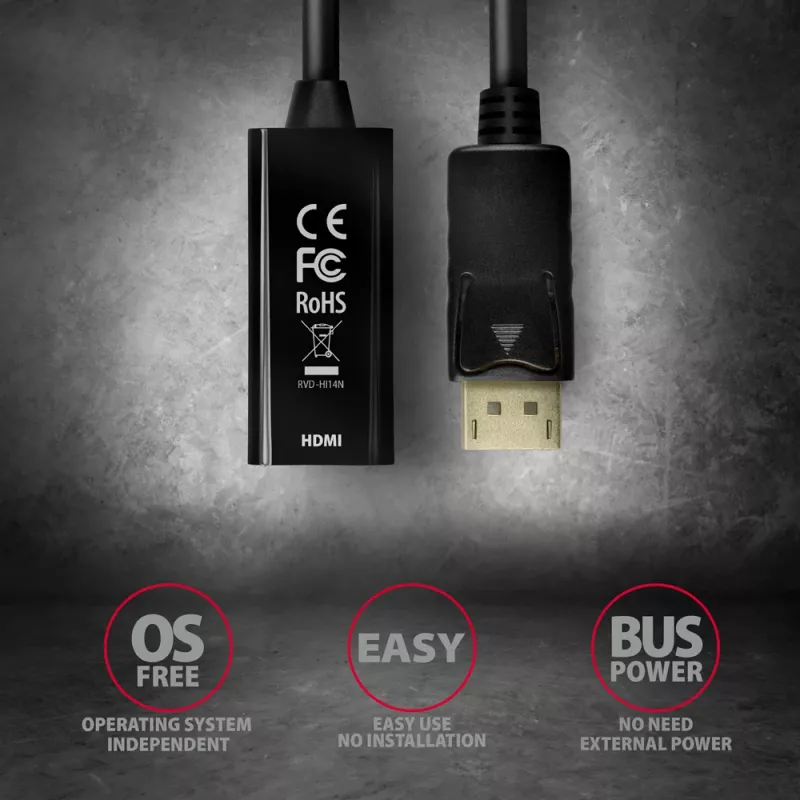 Axagon RVD-HI14N adattatore DisplayPort -> HDMI 1.4 4K/30Hz