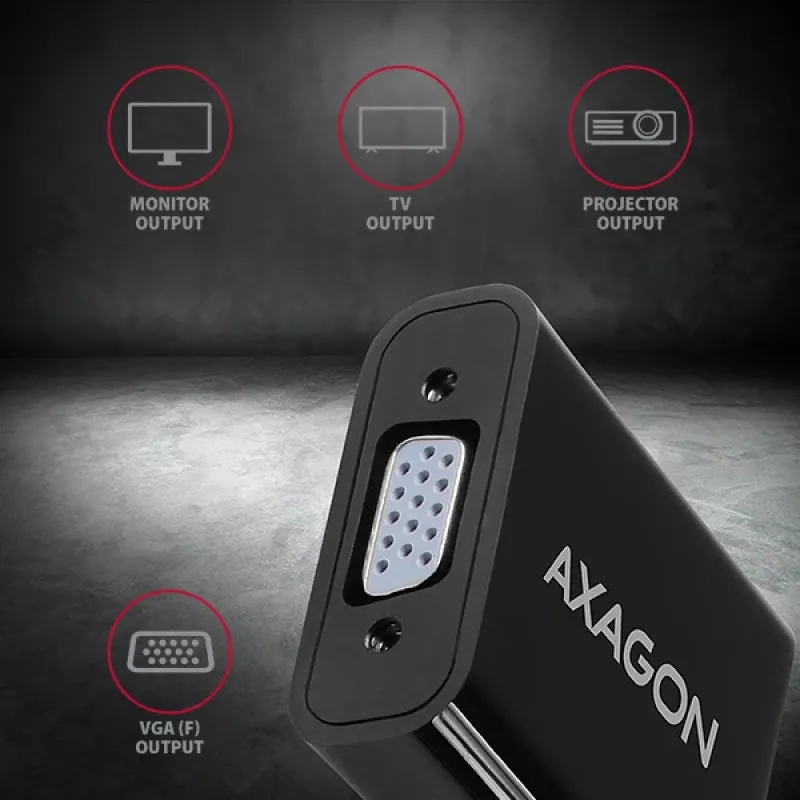 Axagon RVH-VGAN adattatore HDMI -> VGA FullHD, 1920x1200, uscita audio, alimentazione