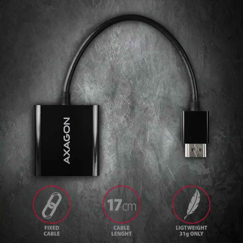 Axagon RVH-VGAN adattatore HDMI -> VGA FullHD, 1920x1200, uscita audio, alimentazione