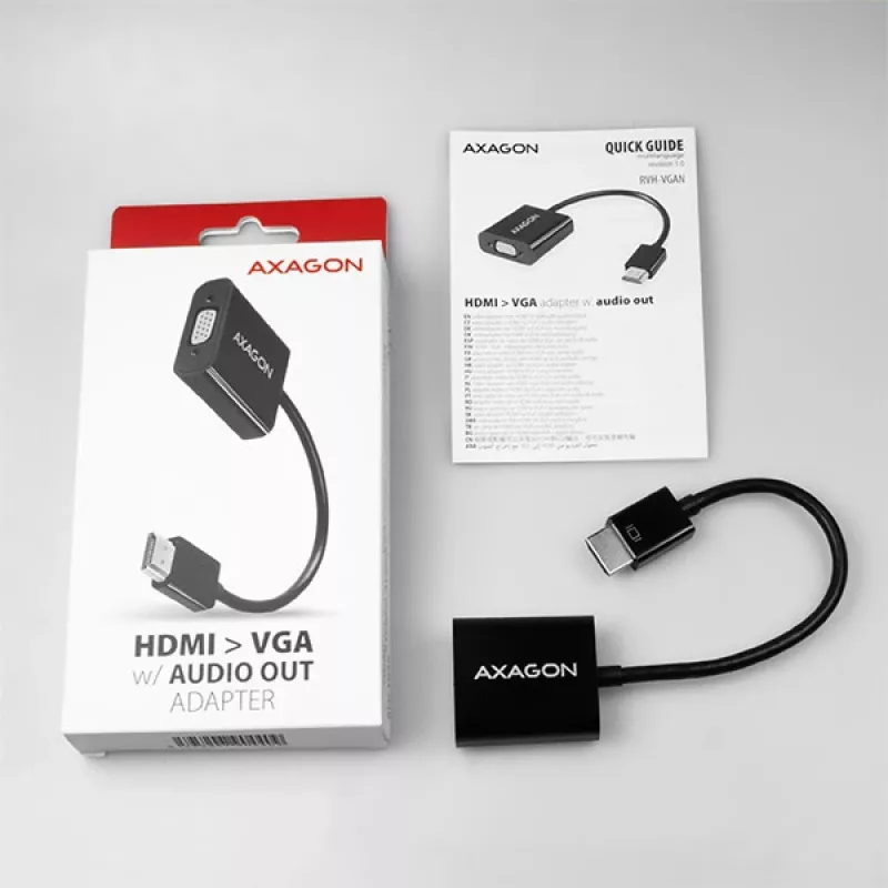 Axagon RVH-VGAN adattatore HDMI -> VGA FullHD, 1920x1200, uscita audio, alimentazione