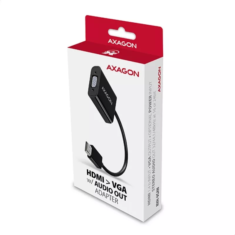 Axagon RVH-VGAN adattatore HDMI -> VGA FullHD, 1920x1200, uscita audio, alimentazione