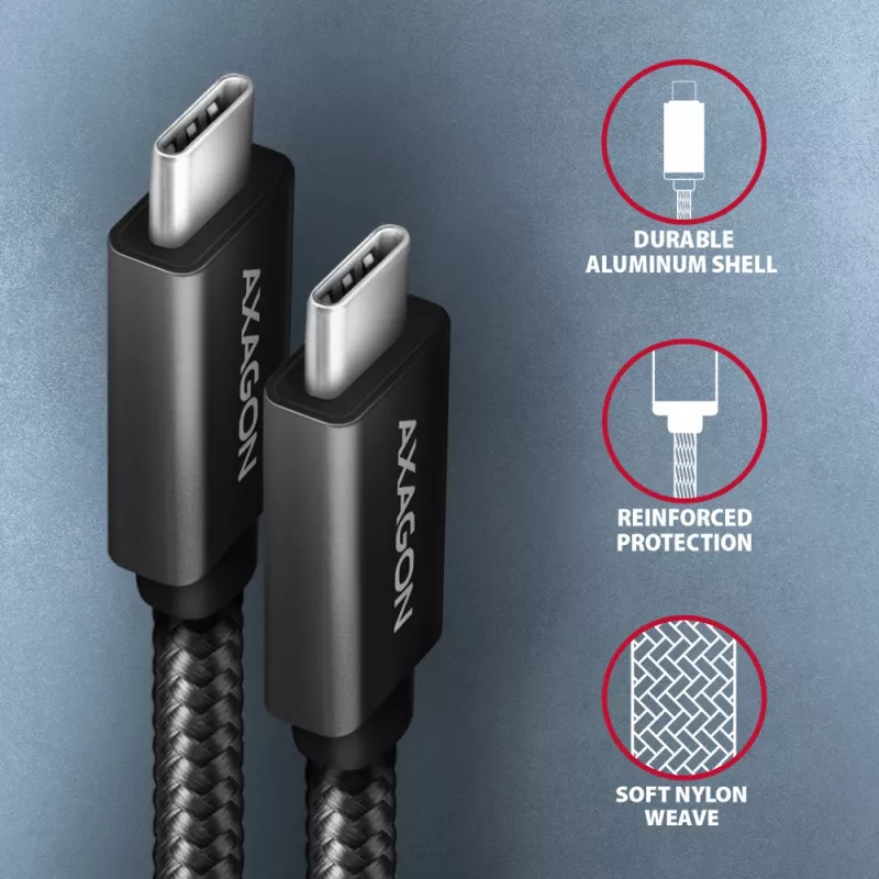 Axagon BUCM32-CM10AB SPEED+ cavo USB-C USB 20Gbps/100W 1 m