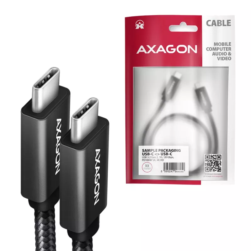 Axagon BUCM32-CM20AB SPEED+ cavo USB-C USB 20Gbps/100W 2 m