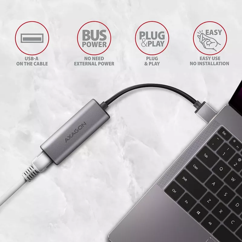 AXAGON ADE-25R adattatore da USB-A 3.2 Gen 1 a 2,5 Gigabit Ethernet, grigio
