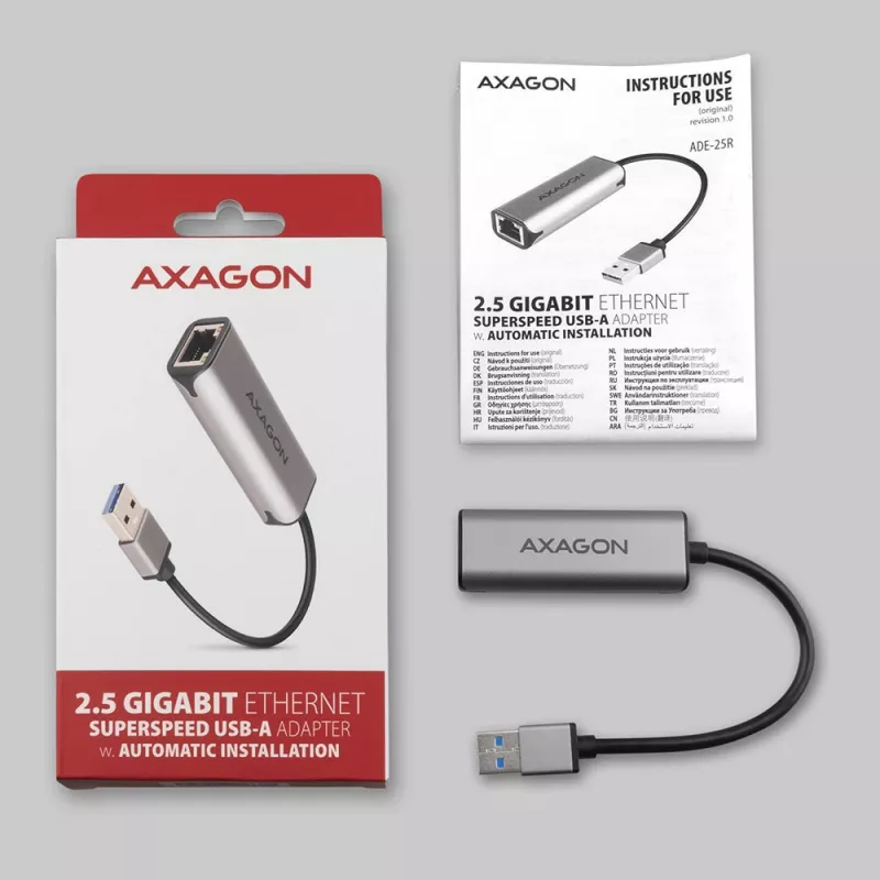 AXAGON ADE-25R adattatore da USB-A 3.2 Gen 1 a 2,5 Gigabit Ethernet, grigio
