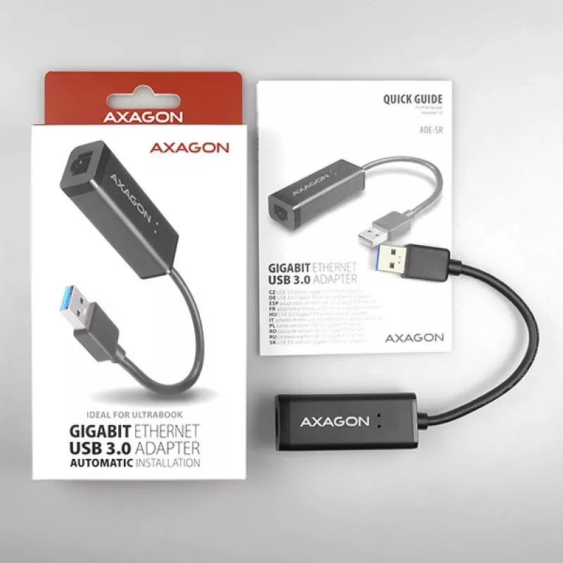 Axagon ADE-SR adattatore USB-A Gigabit Ethernet, con filo, USB, Ethernet, 1000 Mbit/s, nero