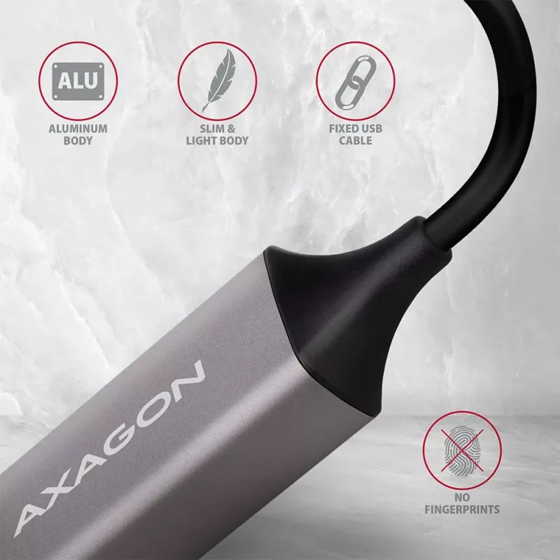 AXAGON Adattatore USB 3.2 Gen 1 Type-A a Gigabit Ethernet ADE-TR — 10/100/1000 Mbps, metallo grigio titanio, 5000 Mbit/s
