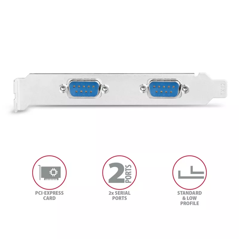 Axagon PCEA-S2N PCIe - adattatore 2x seriale 250 kbps con SP & LP