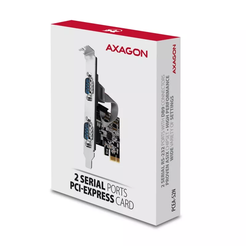 Axagon PCEA-S2N PCIe - adattatore 2x seriale 250 kbps con SP & LP