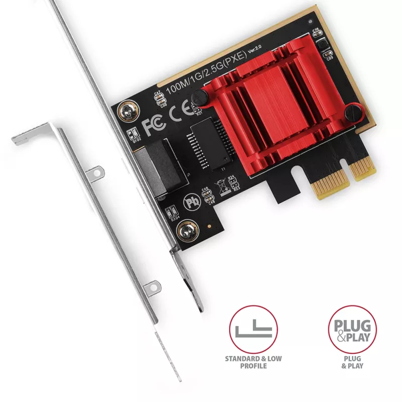 Axagon PCEE-G25 PCIe - adattatore 2.5 Gigabit Ethernet Realtek 8125, PXE, con SP & LP