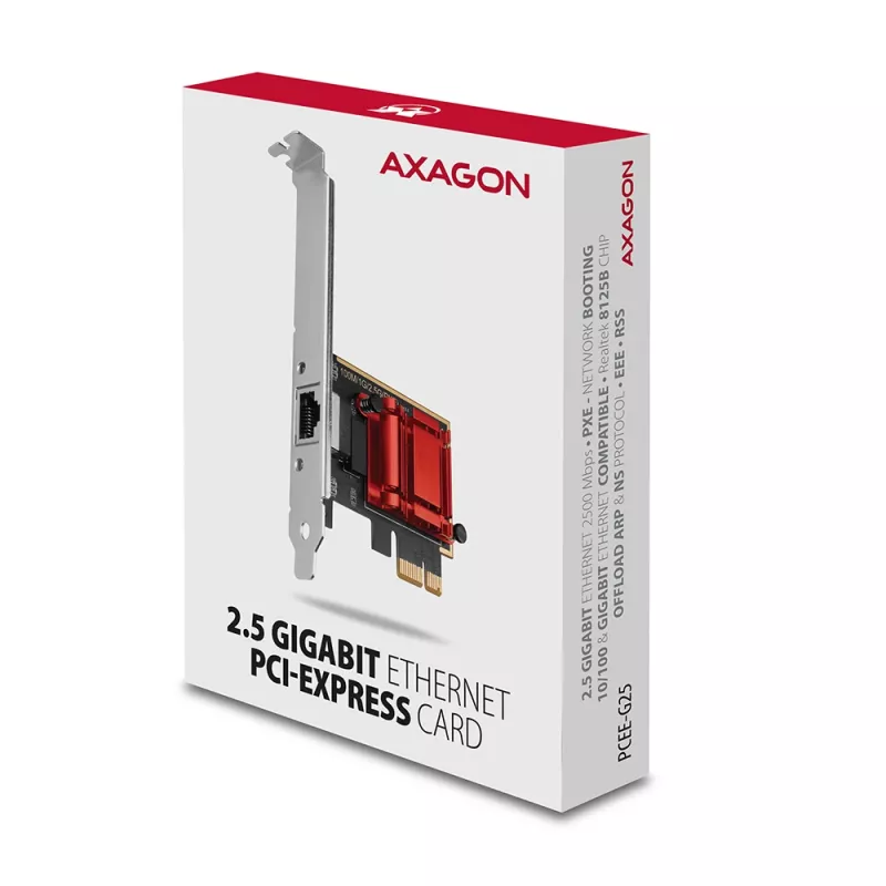 Axagon PCEE-G25 PCIe - adattatore 2.5 Gigabit Ethernet Realtek 8125, PXE, con SP & LP