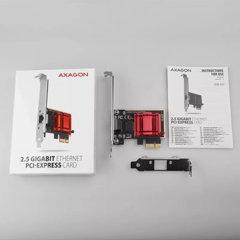 Axagon PCEE-G25 PCIe - adattatore 2.5 Gigabit Ethernet Realtek 8125, PXE, con SP & LP