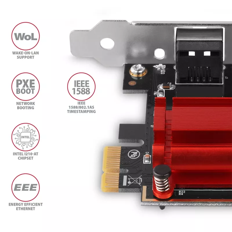 AXAGON PCEE-GIX scheda di rete PCIe Gigabit Ethernet, Intel I210-AT