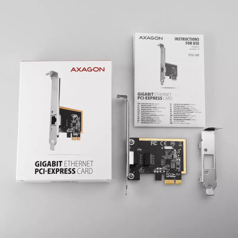 Axagon PCEE-GRF PCIe - adattatore Gigabit Ethernet Realtek 8111F incl. SP & LP