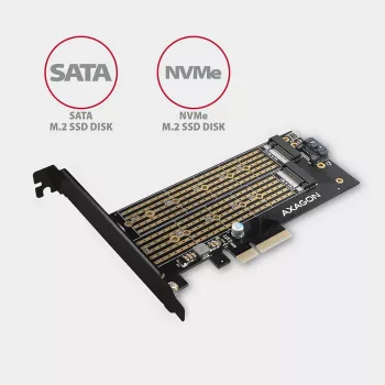 Axagon PCEM2-D PCIe x4 - adattatore per slot M.2 NVMe M-Key + SATA B-Key con SP & LP